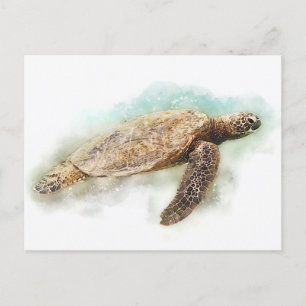 Waterverf Hawaiiaanse Zee Turtle Briefkaart