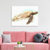 Waterverf Hawaiiaanse Zee Turtle Canvas Afdruk (Insitu (Woonkamer))
