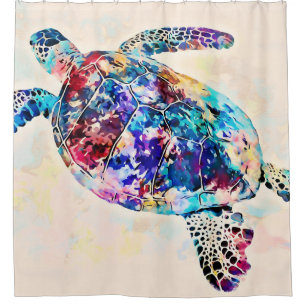 Waterverf Hawaiiaanse Zee Turtle Douchegordijn