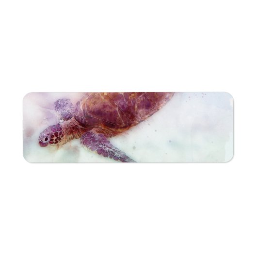 Waterverf Hawaiiaanse Zee Turtle Etiket (Voorkant)