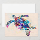 Waterverf Hawaiiaanse Zee Turtle Kaart (Voorkant / Achterkant)