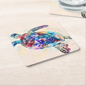 Waterverf Hawaiiaanse Zee Turtle Kartonnen Onderzetters (Schuin)