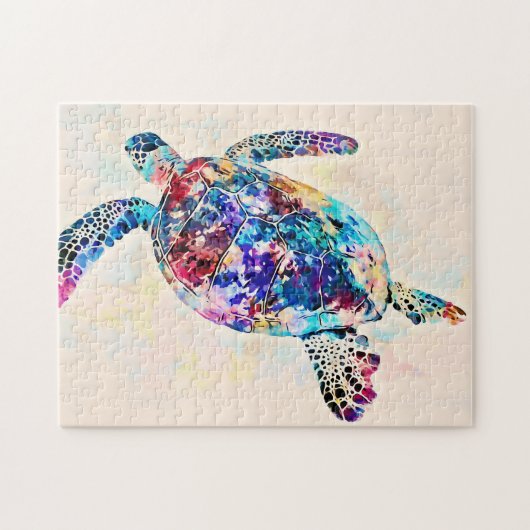 Waterverf Hawaiiaanse Zee Turtle Legpuzzel (Horizontaal)