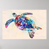 Waterverf Hawaiiaanse Zee Turtle Poster (Voorkant)