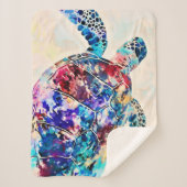 Waterverf Hawaiiaanse Zee Turtle Sherpa Deken (Voorkant)