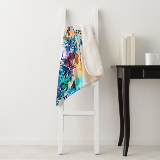 Waterverf Hawaiiaanse Zee Turtle Sherpa Deken (In situ)