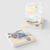 Waterverf Hawaiiaanse Zee Turtle Stenen Onderzetter (Zijkant)