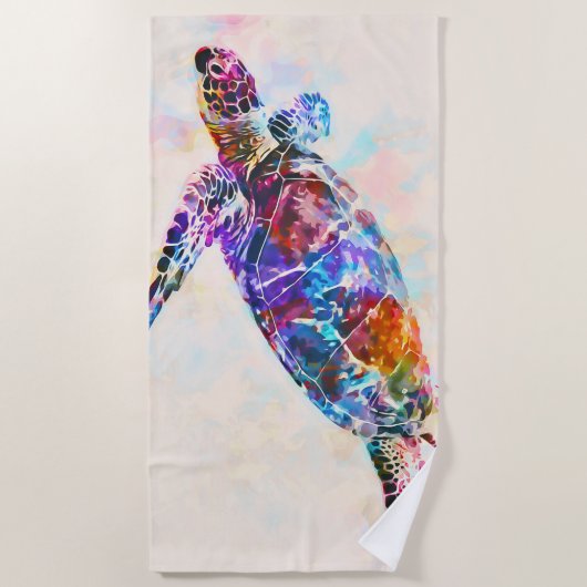 Waterverf Hawaiiaanse Zee Turtle Strandlaken (Voorkant)