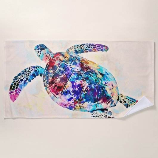 Waterverf Hawaiiaanse Zee Turtle Strandlaken (Voorkant)
