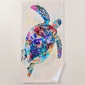 Waterverf Hawaiiaanse Zee Turtle Strandlaken (Voorkant)