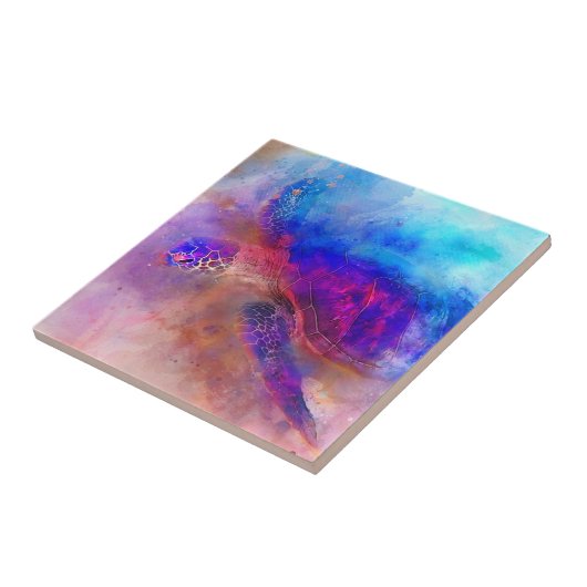 Waterverf Hawaiiaanse Zee Turtle Tegeltje (Zijkant)