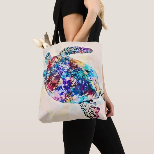 Waterverf Hawaiiaanse Zee Turtle Tote Bag (Dichtbij)