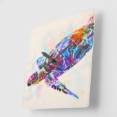 Waterverf Hawaiiaanse Zee Turtle Vierkante Klok (Hoek)