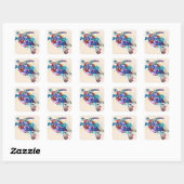 Waterverf Hawaiiaanse Zee Turtle Vierkante Sticker (Vel)