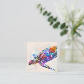 Waterverf Hawaiiaanse Zee Turtle Vierkante Visitekaartje (Staand voorkant)