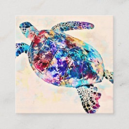 Waterverf Hawaiiaanse Zee Turtle Vierkante Visitekaartje