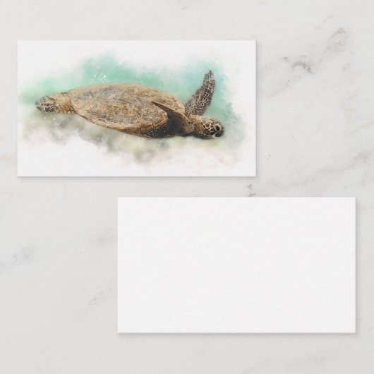 Waterverf Hawaiiaanse Zee Turtle Visitekaartje (Voorkant / Achterkant)