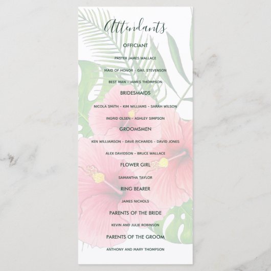 Waterverf Hawaiian Aloha Luau Wedding Programme Programmakaart (Achterkant)