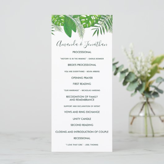 Waterverf Hawaiian Aloha Luau Wedding Programme Programmakaart (Staand voorkant)