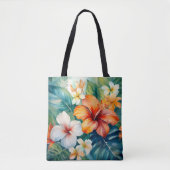 Waterverf Hawaiian Garden Tropical Beach Bag Tote Bag (Voorkant)