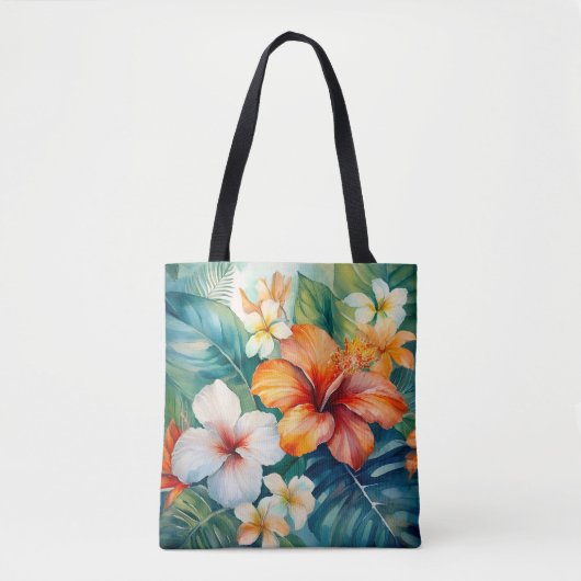 Waterverf Hawaiian Garden Tropical Beach Bag Tote Bag (Voorkant)