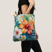 Waterverf Hawaiian Garden Tropical Beach Bag Tote Bag (Dichtbij)