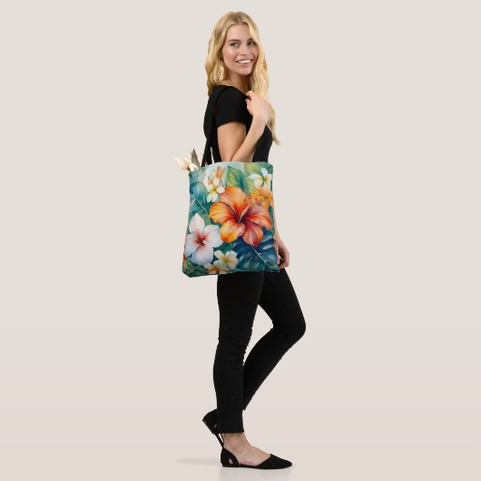 Waterverf Hawaiian Garden Tropical Beach Bag Tote Bag (Op model)