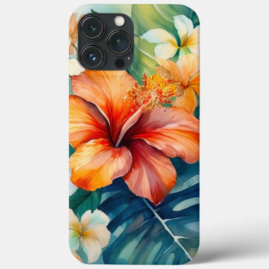Waterverf Hawaiian Garden Tropical Hibiscus Case-Mate iPhone Case (Achterkant)