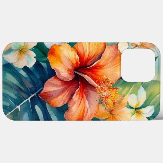 Waterverf Hawaiian Garden Tropical Hibiscus Case-Mate iPhone Case (Achterkant (horizontaal))