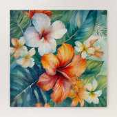 Waterverf Hawaiian Garden Tropical Hibiscus Legpuzzel (Horizontaal)