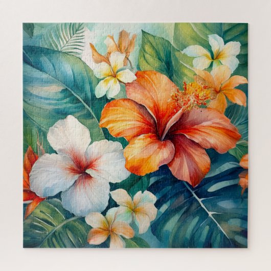 Waterverf Hawaiian Garden Tropical Hibiscus Legpuzzel (Verticaal)