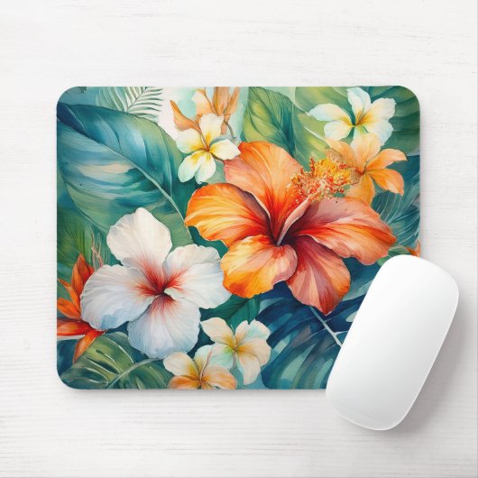 Waterverf Hawaiian Garden Tropical Hibiscus Muismat (Met muis)