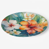 Waterverf Hawaiian Garden Tropical Hibiscus Papieren Bordje (Gekanteld)