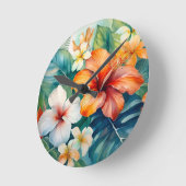 Waterverf Hawaiian Garden Tropical Hibiscus Ronde Klok (Hoek)