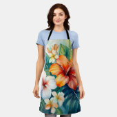 Waterverf Hawaiian Garden Tropical Hibiscus Schort (Gedragen)