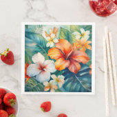 Waterverf Hawaiian Garden Tropical Hibiscus Servet (Insitu)