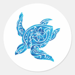 Waterverf Hawaiian Honu Ronde Sticker