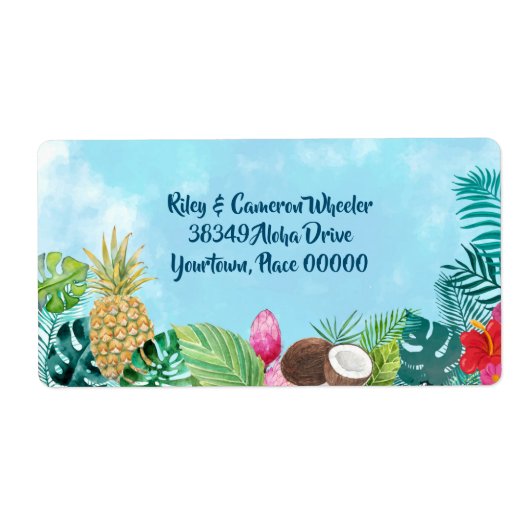 Waterverf Hawaiian Luau Etiket (Voorkant)