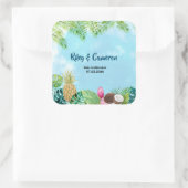 Waterverf Hawaiian Luau Party Dank u Vierkante Sticker (Tas)