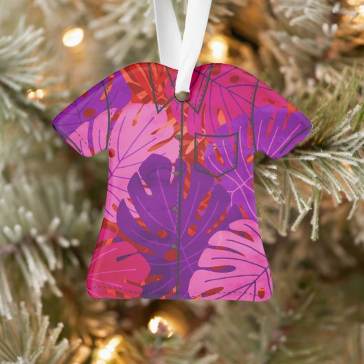 Waterverf Hawaiian Monstera Leaf Aloha Shirt Ornament (Boom)