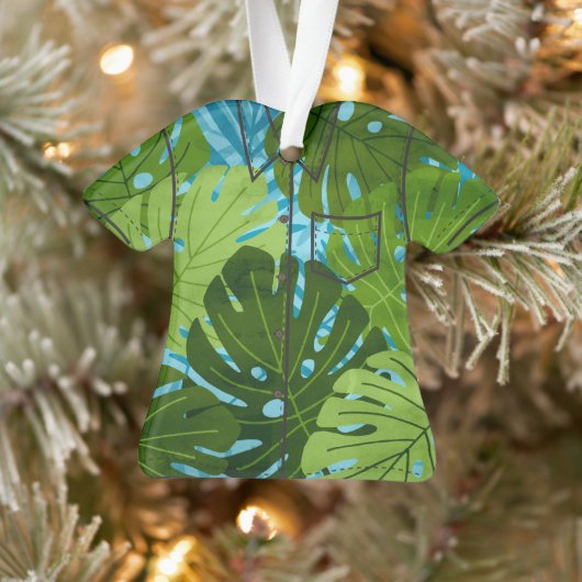 Waterverf Hawaiian Monstera Leaf Aloha Shirt Ornament (Boom)
