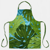 Waterverf Hawaiian Monstera Leaf Tropical - Groen Schort (Voorkant)