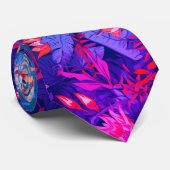 Waterverf Hawaiian Patroon Blauw Stropdas (Opgerold)