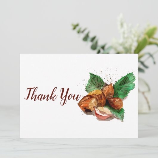 Waterverf hazelnoten bedankkaart (Staand voorkant)