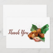 Waterverf hazelnoten bedankkaart (Voorkant / Achterkant)