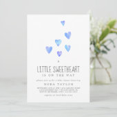 Waterverf Heart Boy Little SweeBaby Baby shower Kaart (Staand voorkant)