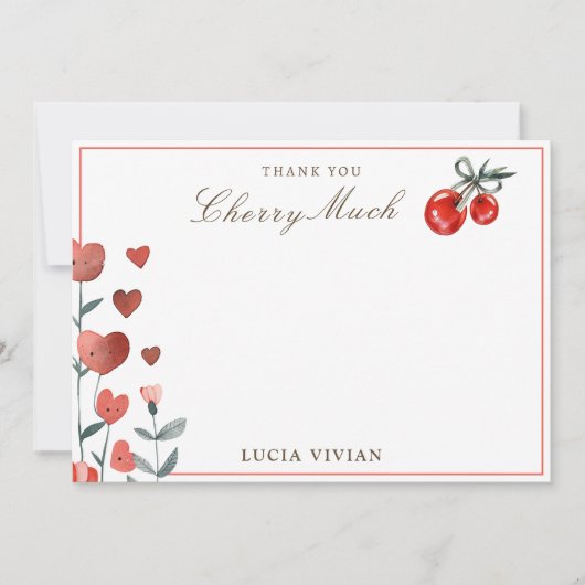 Waterverf Heart & Cherry op de top bedankje Bedankkaart (Voorkant)