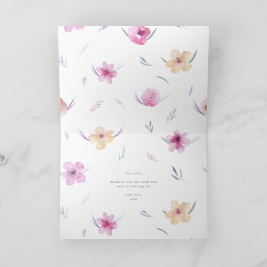 Waterverf Heart Flowers Valentijnsdag Kaart (Binnen)