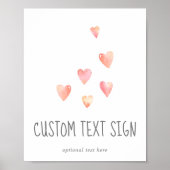 Waterverf Heart Girl Baby shower Aangepast tekstte Poster (Voorkant)