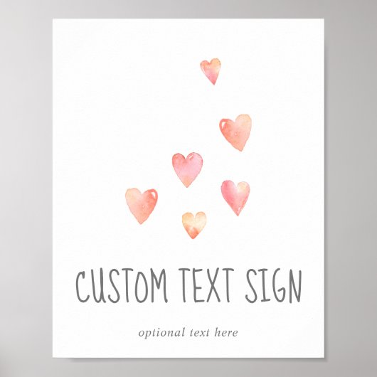 Waterverf Heart Girl Baby shower Aangepast tekstte Poster (Voorkant)